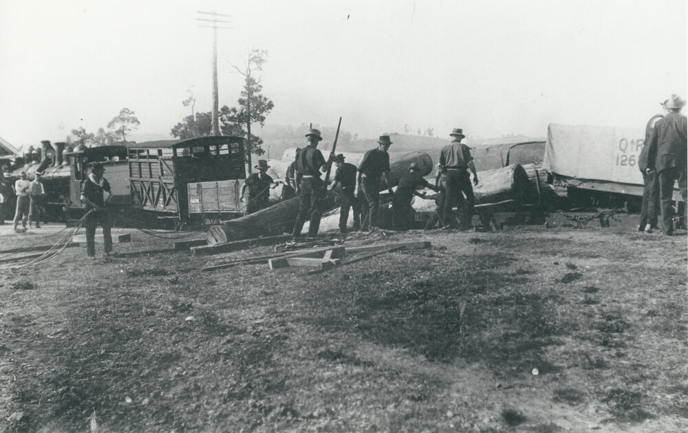 Derailment after two trains collide at Lowood railway station 