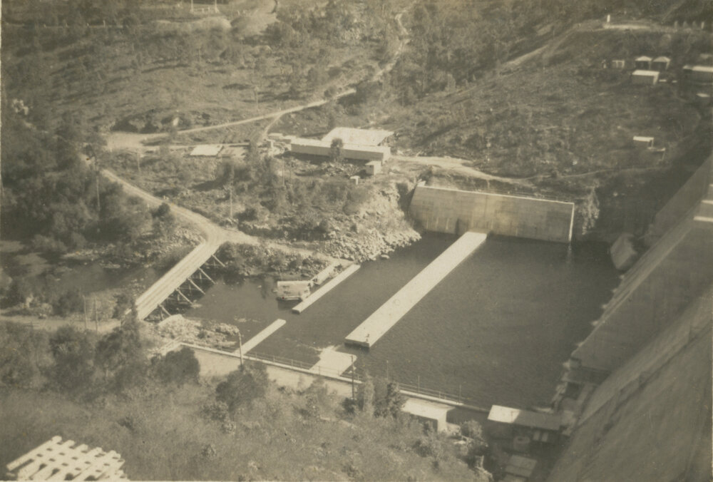 Somerset Dam infrastructure below the dam wall