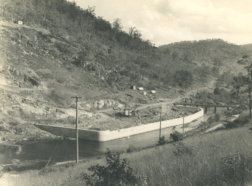 Riverside face of Somerset Dam foundation site