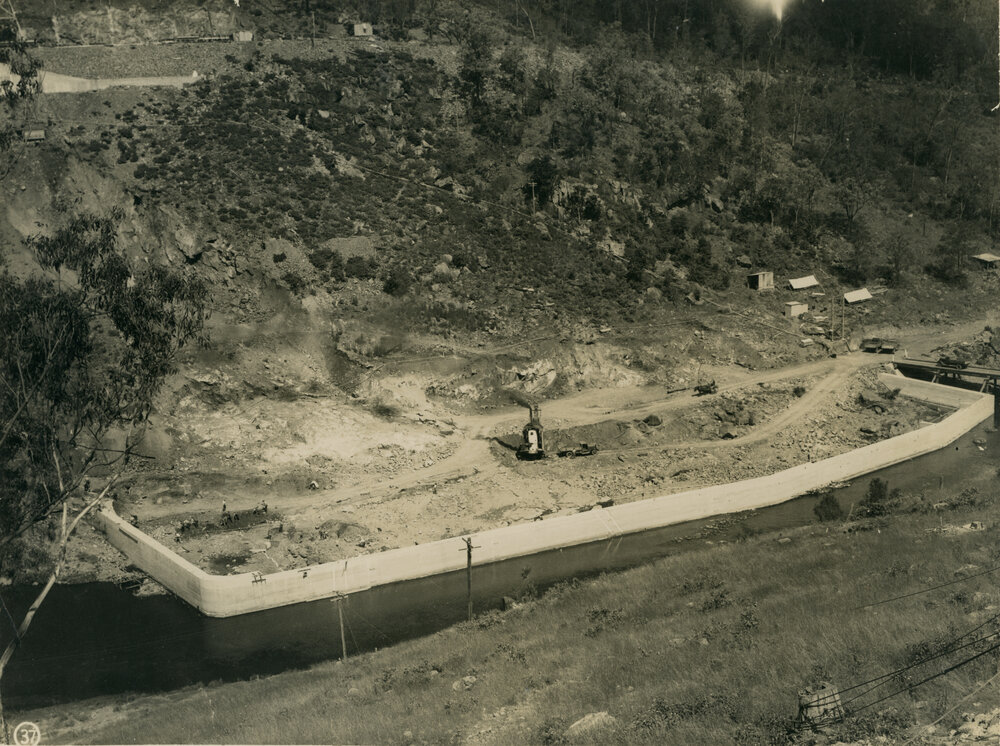 Dam site looking downstream from the west bank