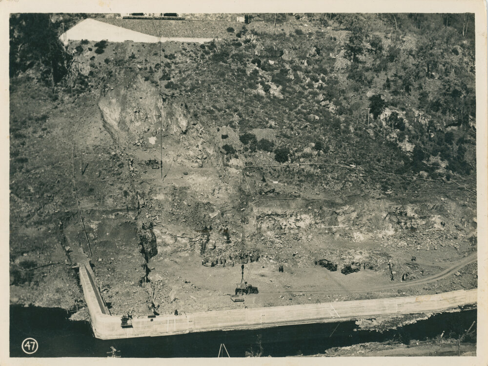View of the foundation excavation on the tail tower side for the Somerset Dam wall