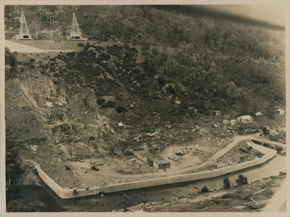 Dam site looking downstream from the west bank