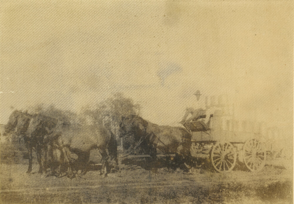 Wagons bringing the milk to the factory, 1910