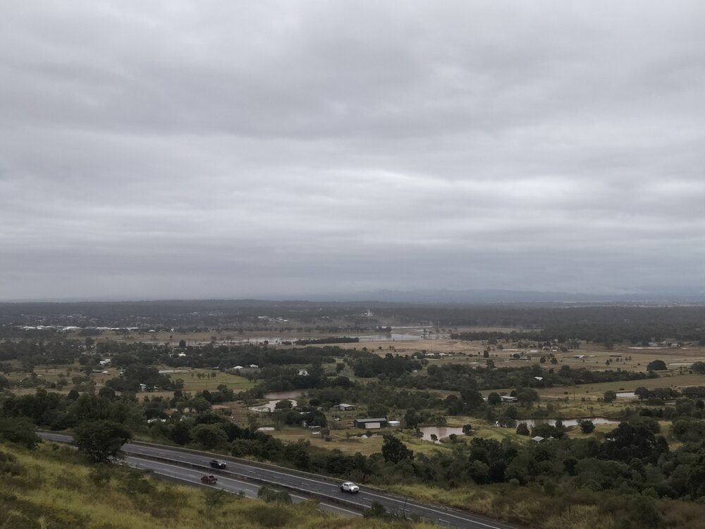 Flooding at Hatton Vale and Prenzlau, looking from Minden range