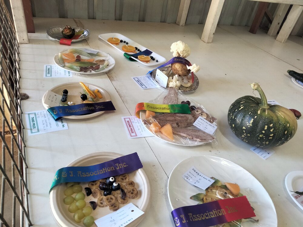 Fruit and vegetable creatures display, Esk Show 2025