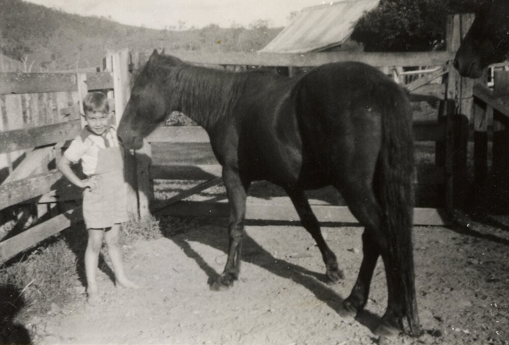 Bill Kirby as a boy with a horse