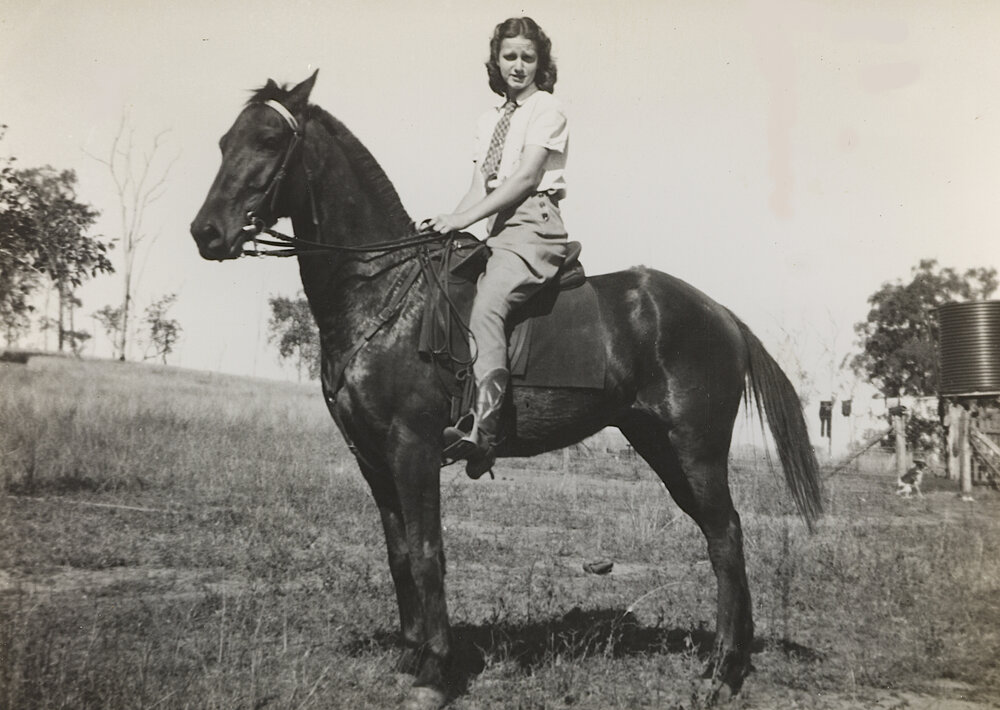 Joy Maddicks as a teenager on horseback
