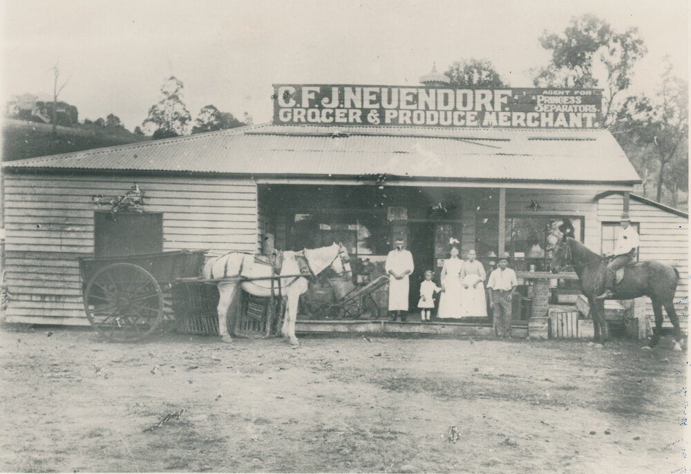 C.F.J. Neuendorf Grocer &amp; Produce Merchant grocery store, Lowood