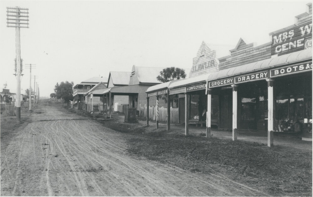 Looking south up Main Street towards Royal Hotel from Walters Street corner, Lowood