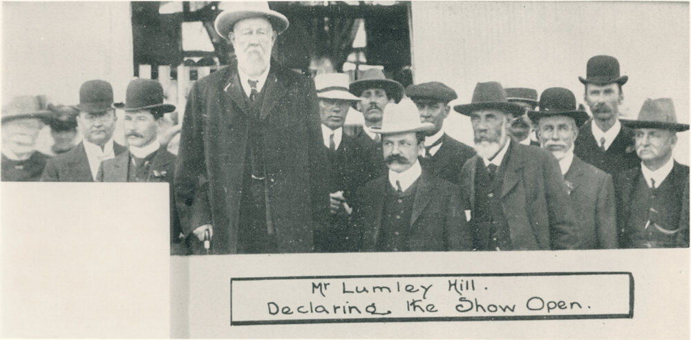 Mr Lumley Hill declaring the 1908 Lowood Show open