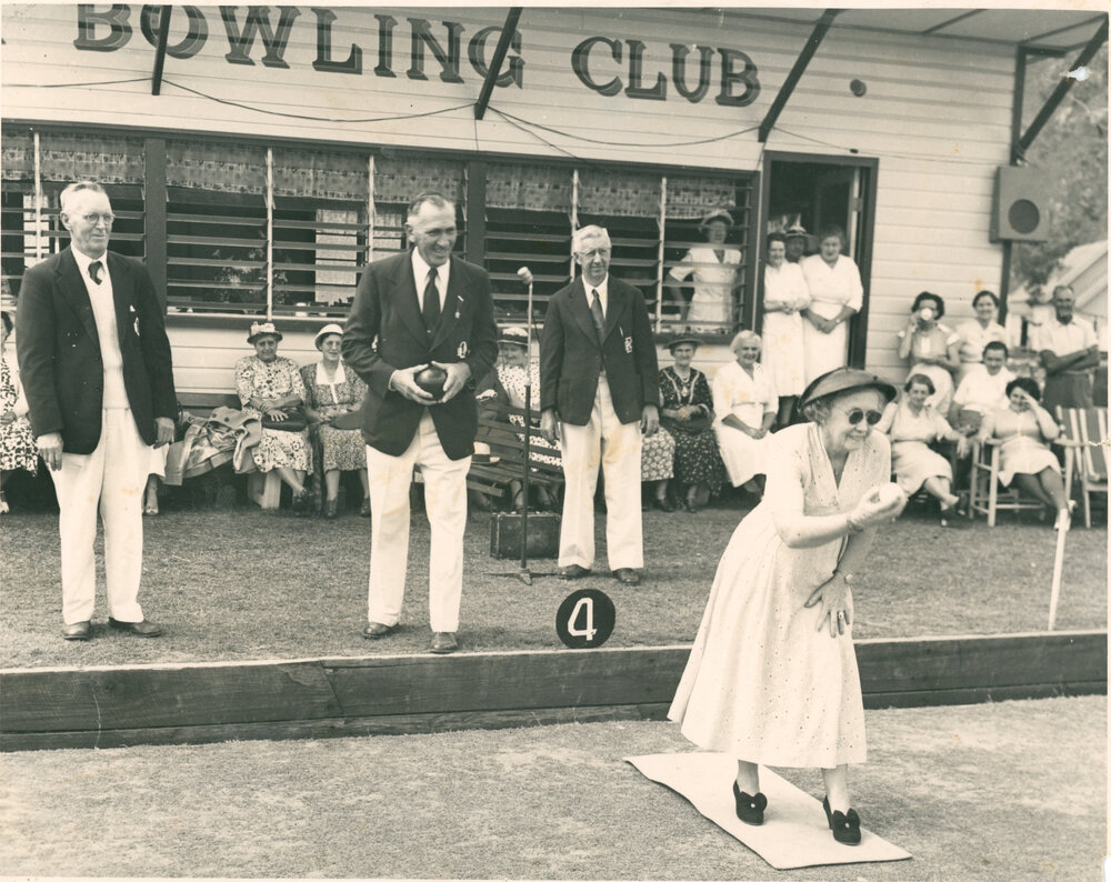 Mr Hawken and Mrs Sturgess playing lawn bowls
