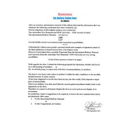 Esk Railway Station Door Research Summary 