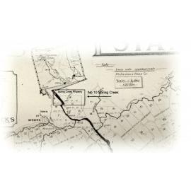 Map of the property divisions north, south & east of the town of Moore, including Spring Creek
