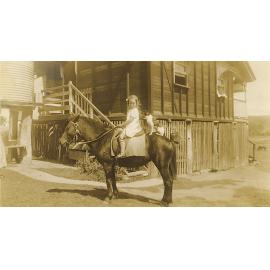 Joy Maddicks as a child, on horseback