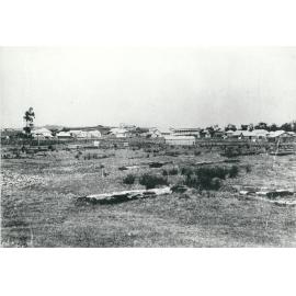 Early view of Lowood from behind the railway station, towards Royal Hotel and Main Street