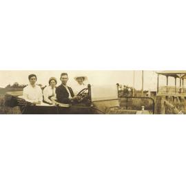 Eddie Kirby with mother and sisters in a car