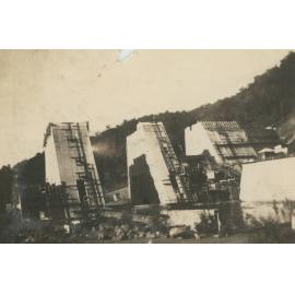 A view of the three monoliths in the dam wall