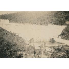 Somerset Dam wall and the area below the wall