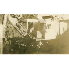 Electric shovel in the quarry, Somerset Dam construction