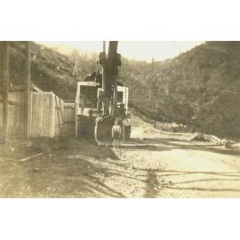 Electric shovel in the quarry, Somerset Dam construction