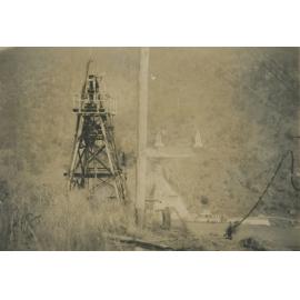 Looking from head tower to tail tower, Somerset Dam construction