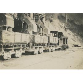 Crushed metal train, Somerset Dam construction