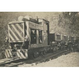 Crushed metal train, Somerset Dam construction