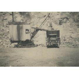 Loading a truck at the quarry , Somerset Dam construction