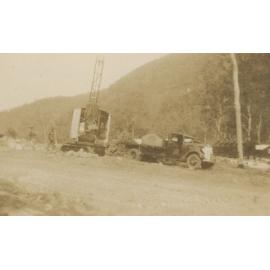 Loading a truck with rocks for Somerset Dam construction