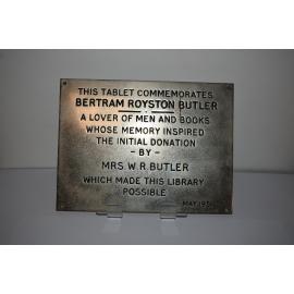 Plaque for Bertram Butler