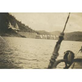 Looking downstream towards the dam from a boat