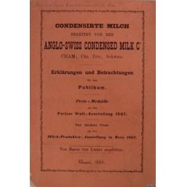 Anglo-Swiss Condensed Milk Co. certificate for milk products written in German.