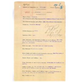 Report on Inspection of Mooretown Police Station 11/12/1924