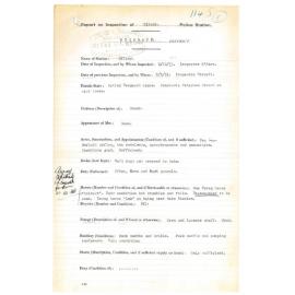 Report on Inspection of Kilcoy police Station 06/12/1933